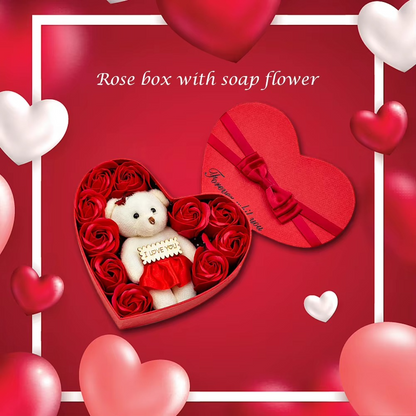 Heart Shaped Valentines Day Gift Box with I Love You Message Teddy Bear 3 Red Roses Valentine Gift for Girlfriend Boyfriend Husband Wife Valentines Day Gift Valentine Day